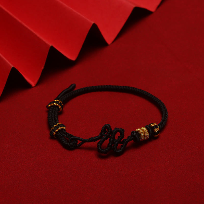 Bracelet de protection réglable en corde rouge avec nœud de serpent