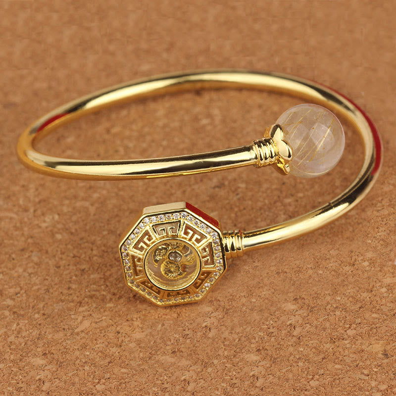 Bracelet réglable en quartz rutile « Moulin à vent »