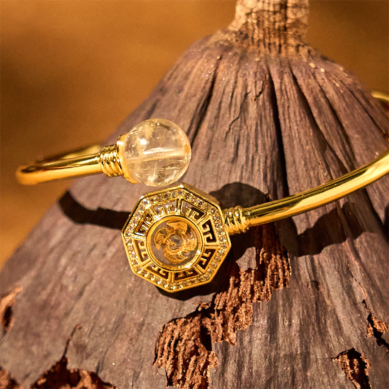 Bracelet réglable en quartz rutile « Moulin à vent »