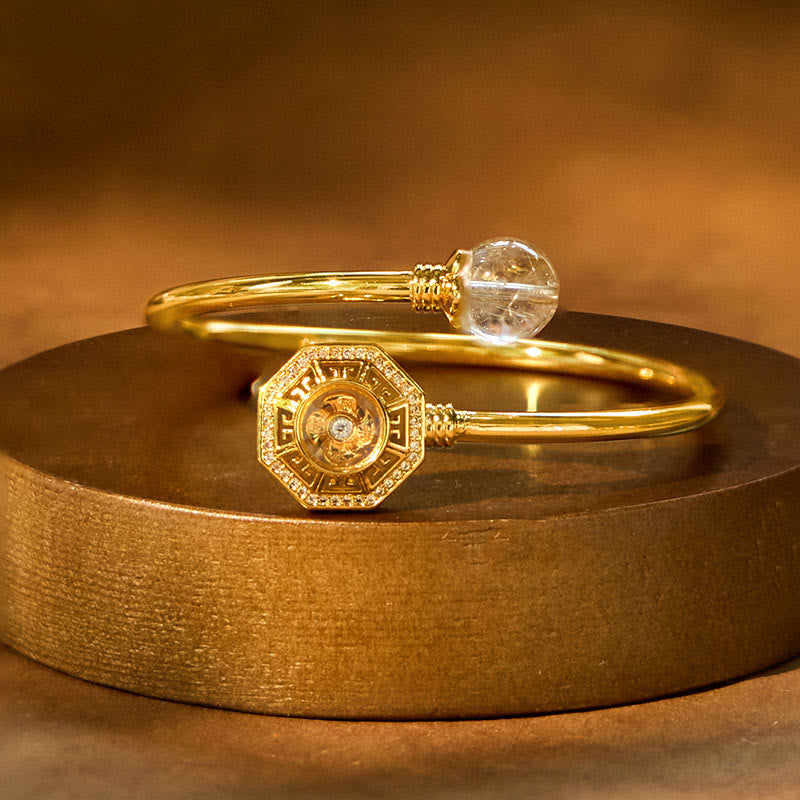 Bracelet réglable en quartz rutile « Moulin à vent »