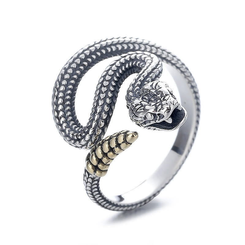 Bague serpent ajustable en argent pour l'année du serpent