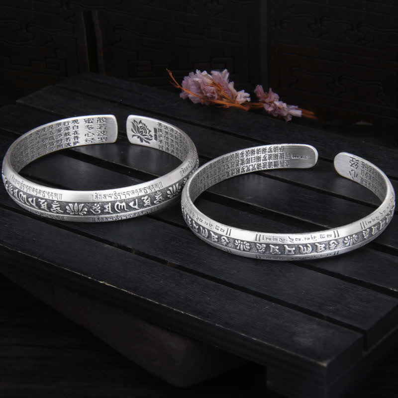Bracelet réglable en argent sterling Om Mani Padme Hum Lotus Peace