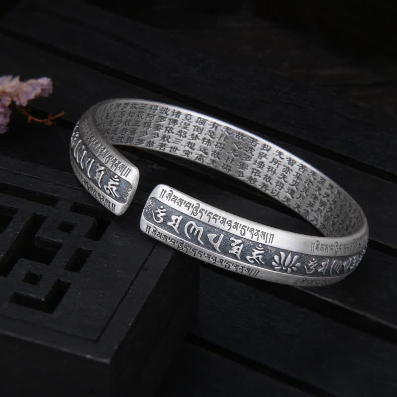 Bracelet réglable en argent sterling Om Mani Padme Hum Lotus Peace