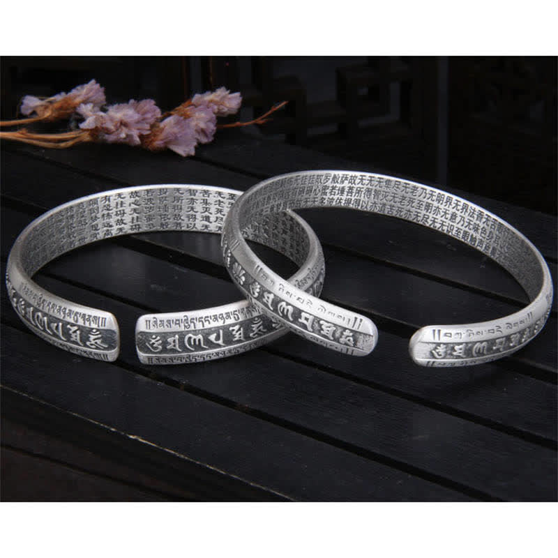 Bracelet réglable en argent sterling Om Mani Padme Hum Lotus Peace