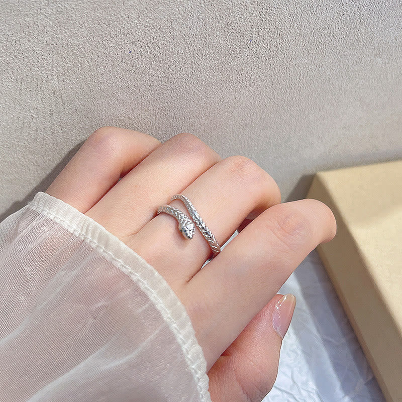 Bague serpent réglable en argent sterling