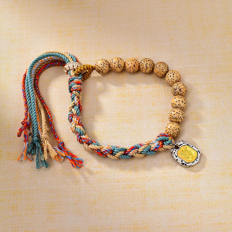 Bracelet tibétain réglable en corde colorée Bodhi Seed pour la protection et la richesse