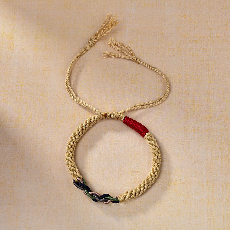 Bracelet porte-bonheur réglable en corde de coton tibétain rouge