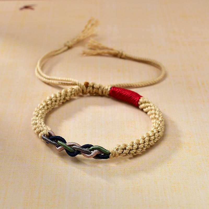 Bracelet porte-bonheur réglable en corde de coton tibétain rouge