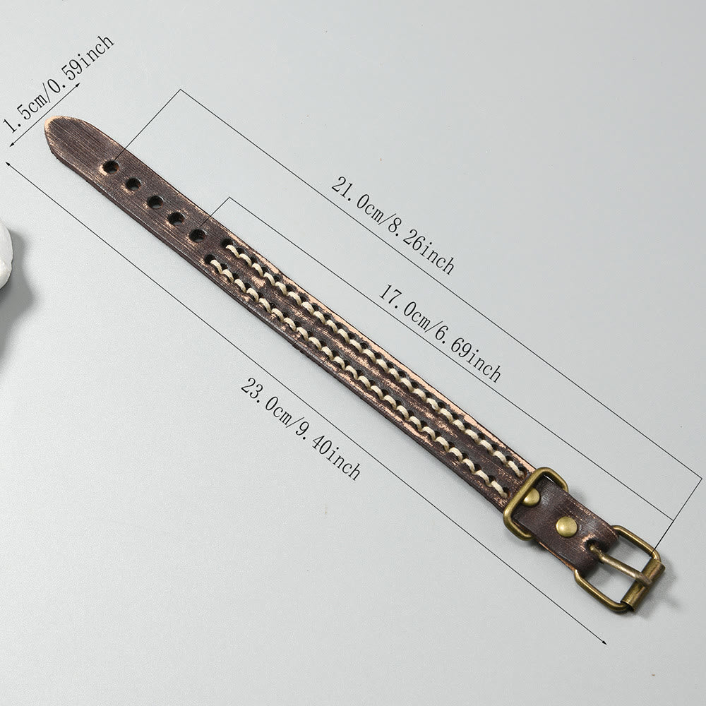 Bracelet réglable en cuir vintage avec force spirituelle