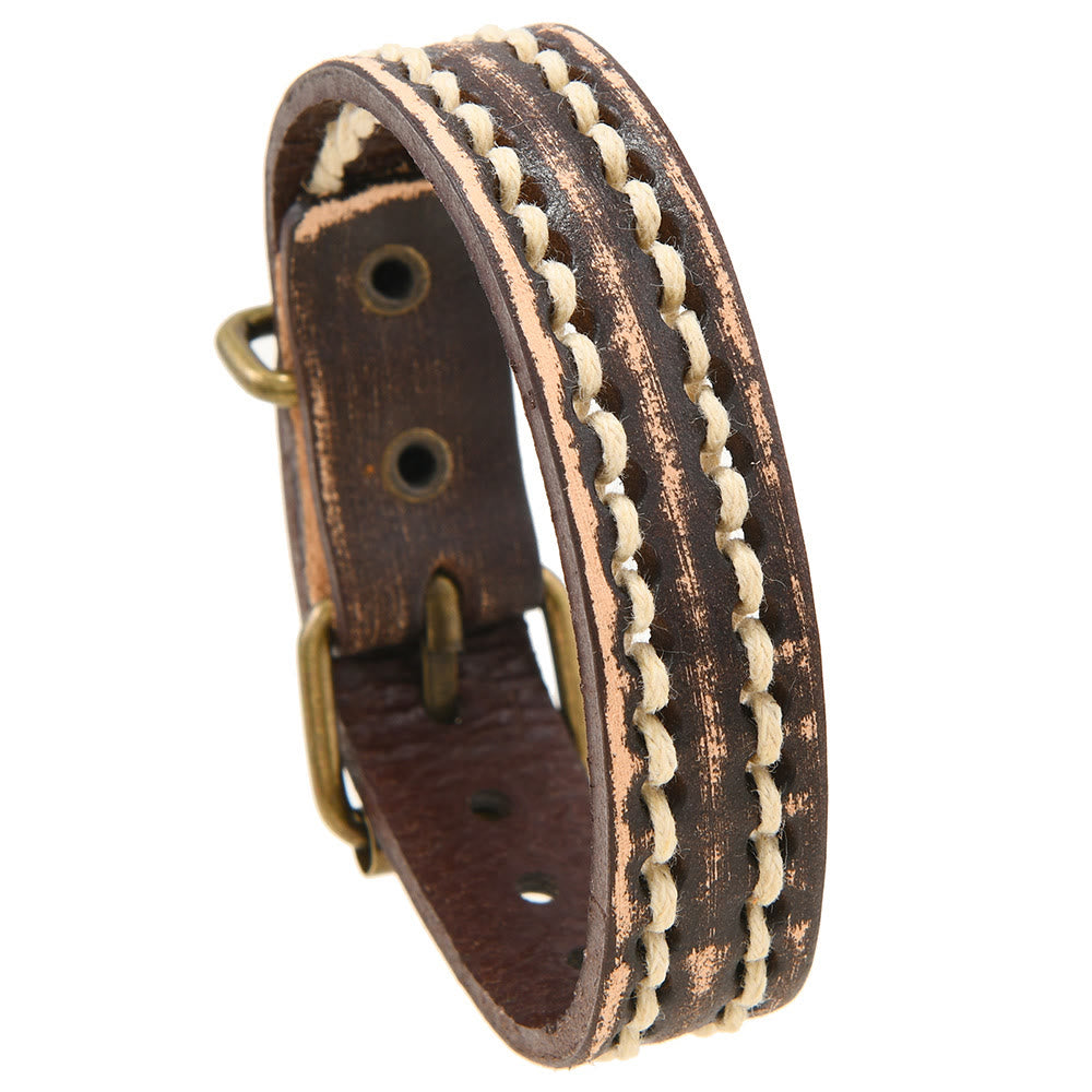 Bracelet réglable en cuir vintage avec force spirituelle
