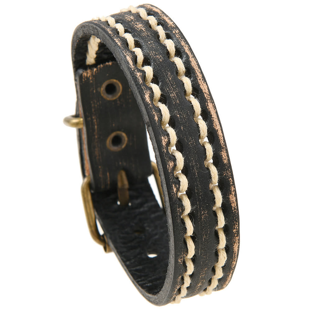 Bracelet réglable en cuir vintage avec force spirituelle