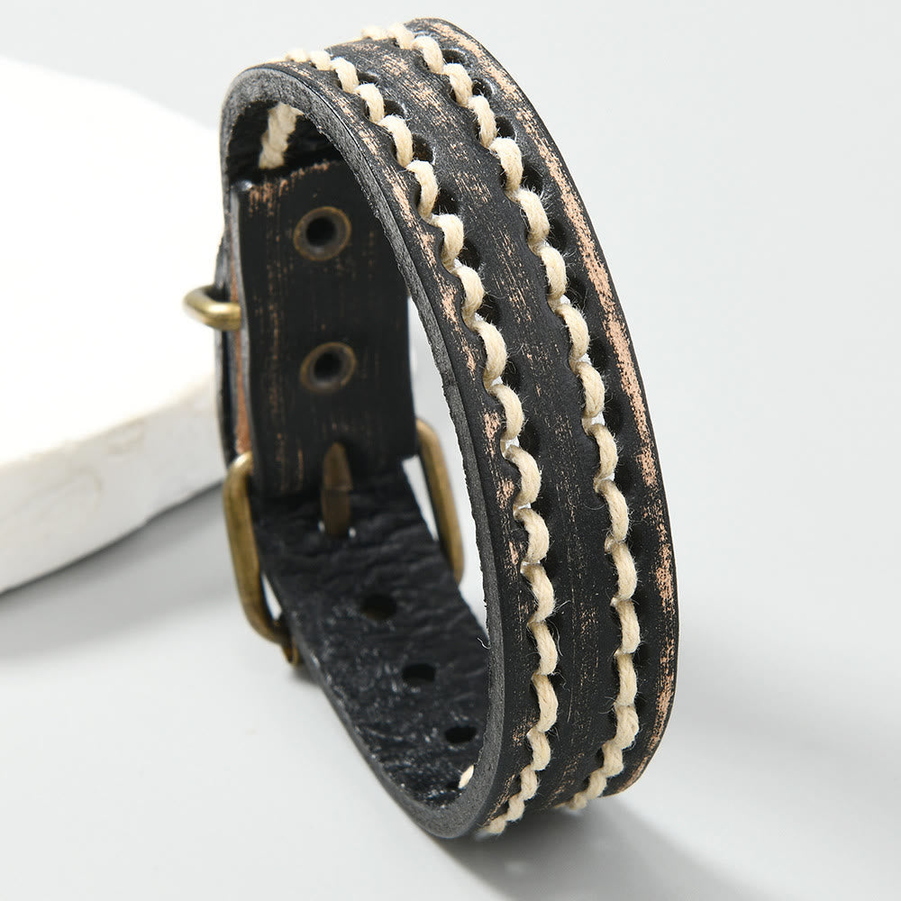 Bracelet réglable en cuir vintage avec force spirituelle