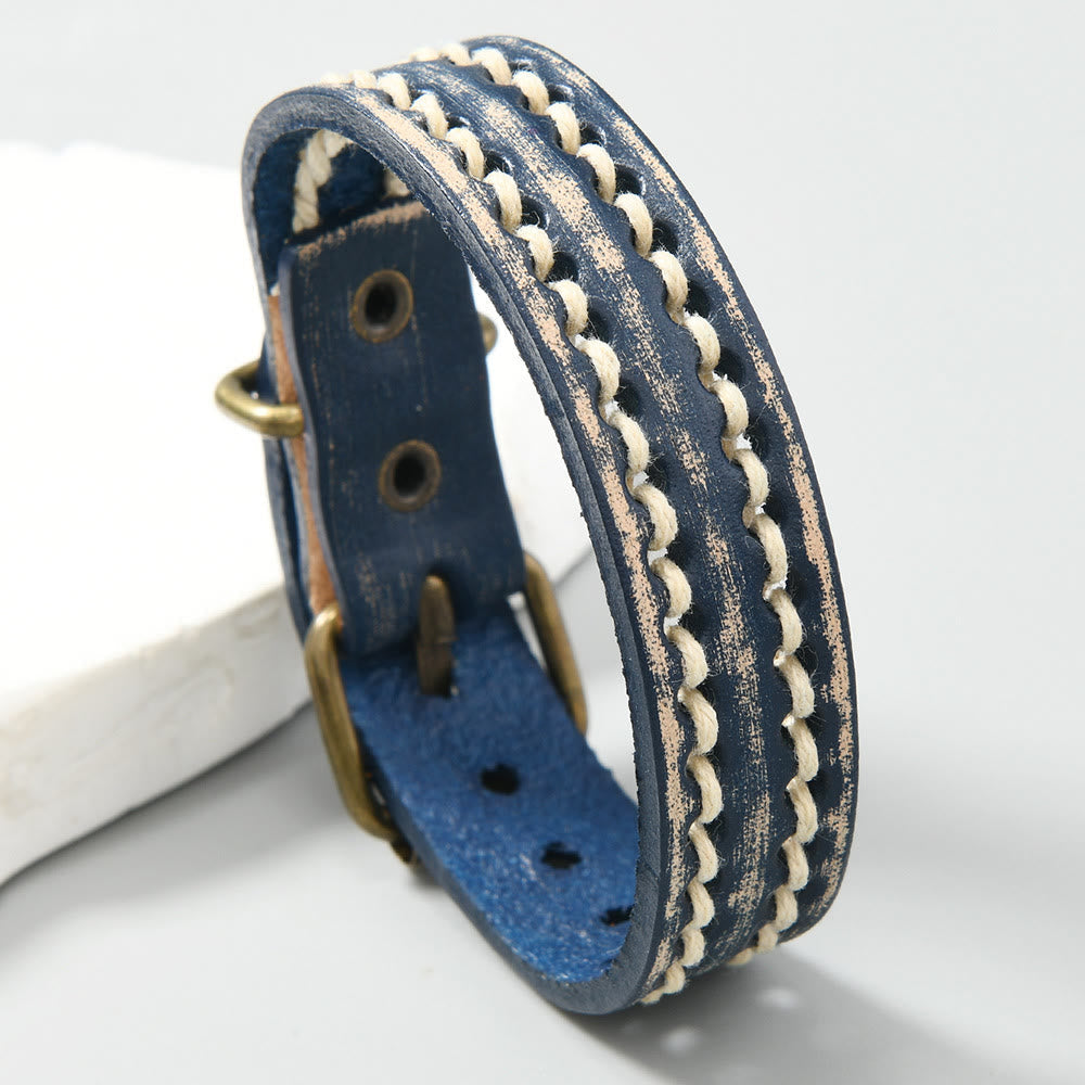 Bracelet réglable en cuir vintage avec force spirituelle