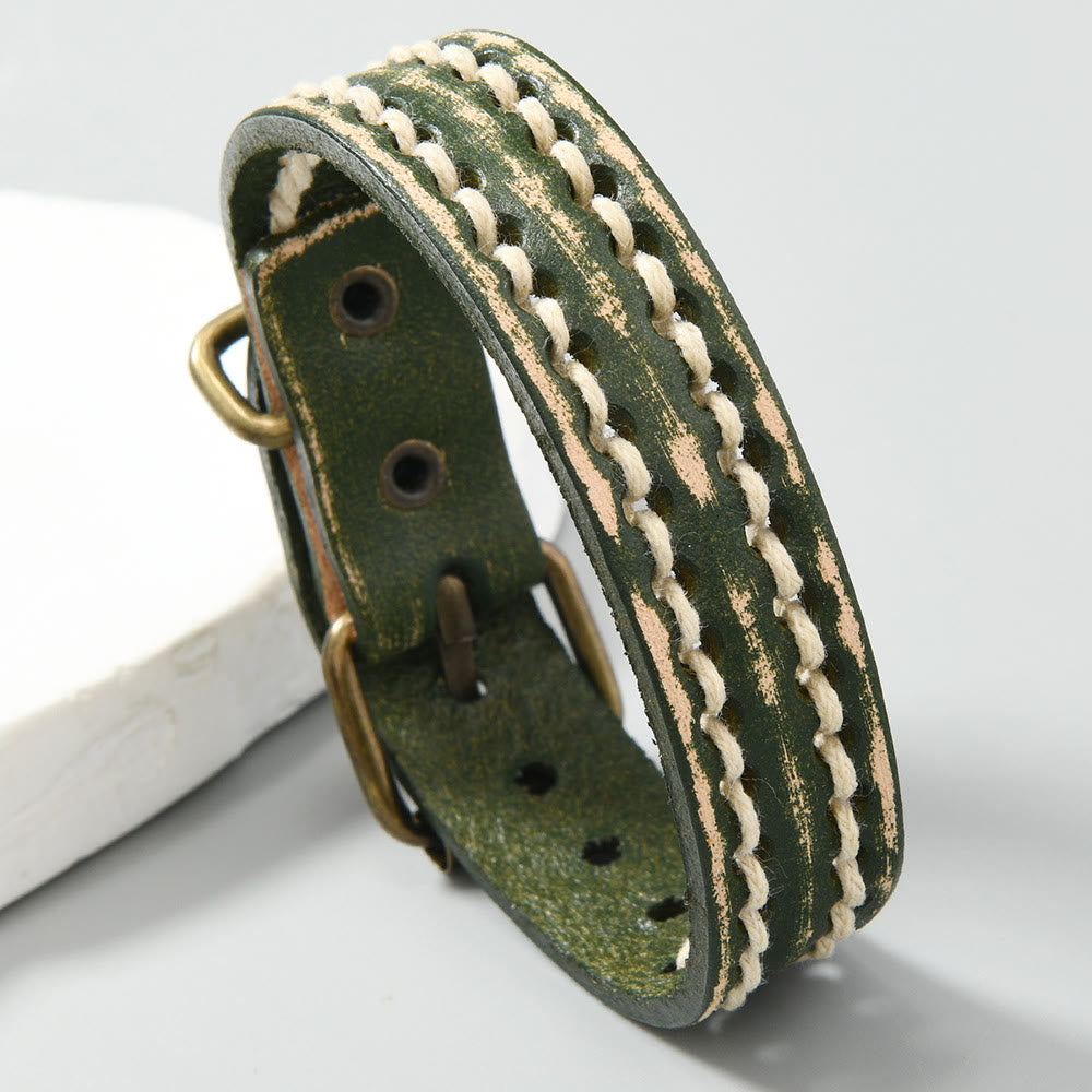 Bracelet réglable en cuir vintage avec force spirituelle