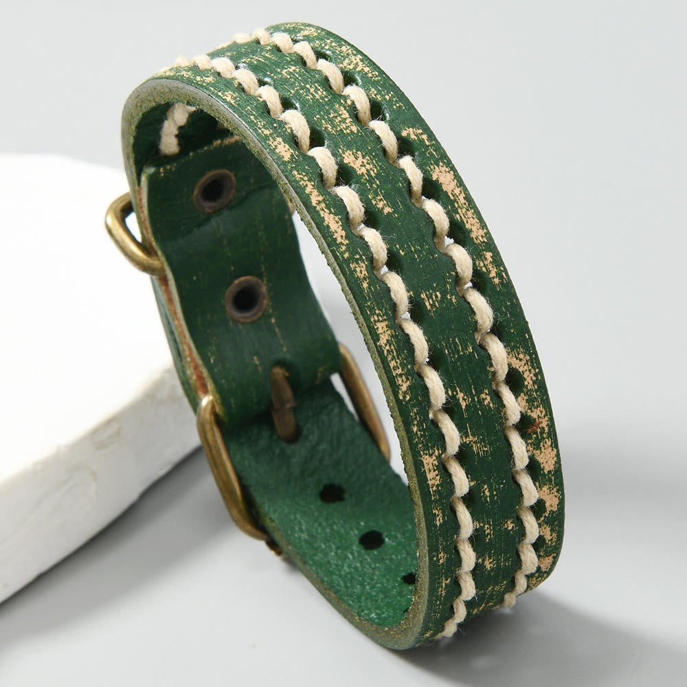 Bracelet réglable en cuir vintage avec force spirituelle
