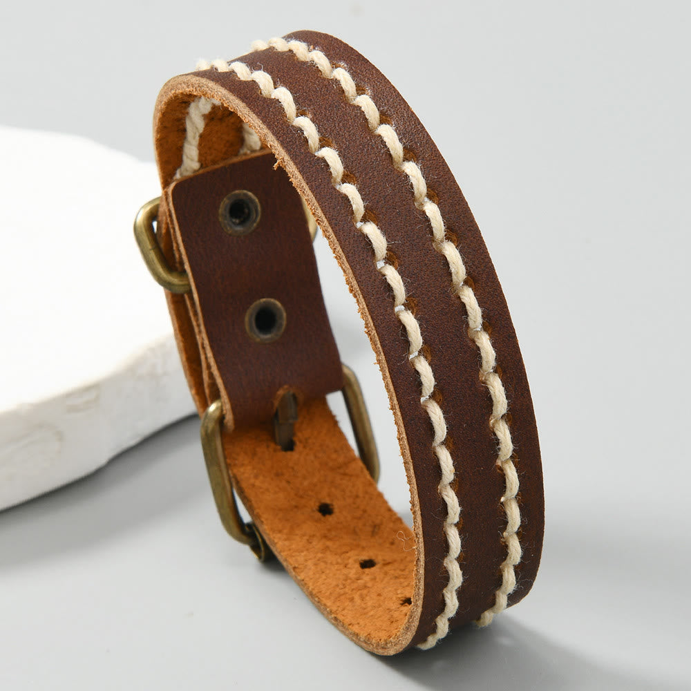 Bracelet réglable en cuir vintage avec force spirituelle