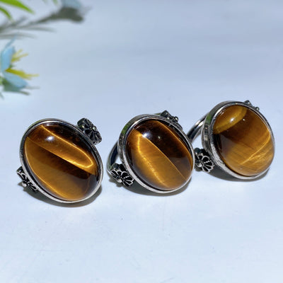 Bagues réglables en cristal de guérison en cuivre blanc 16-20 mm