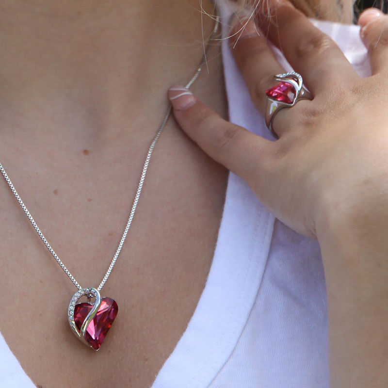 Love Heart Birthstone Healing Energy Necklace Pendant