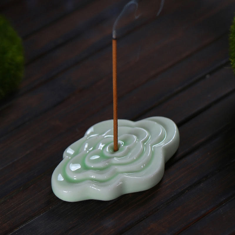 Mini Ceramic Incense Burner with Auspicious Cloud Design