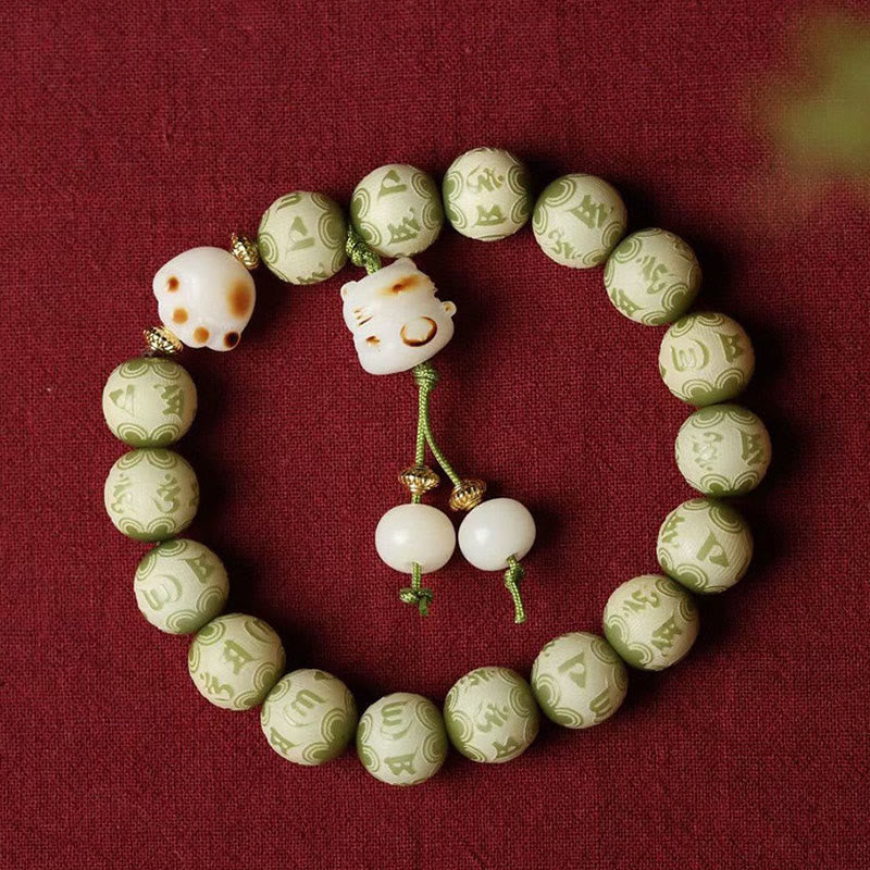 Bracelet de sagesse vert Bodhi Seed Om Mani Padme Hum