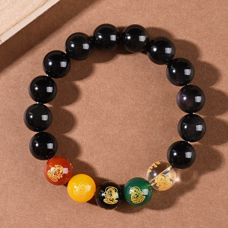 8mm Gold Sheen Obsidian Wealth Bracelet for Protection