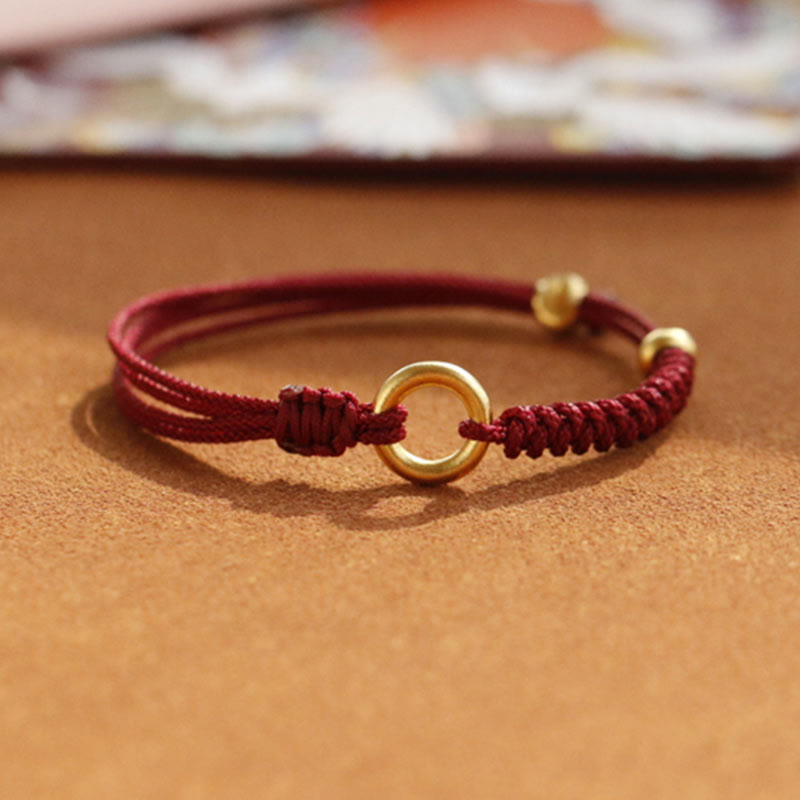 Alloy Peace Buckle Red String Bracelet for Protection & Luck