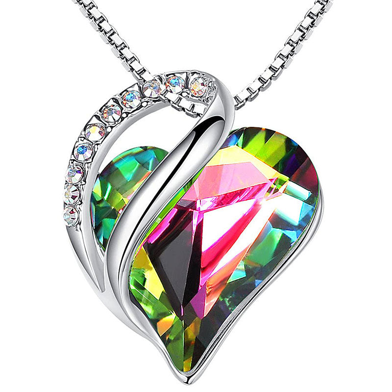 Love Heart Birthstone Healing Energy Necklace Pendant