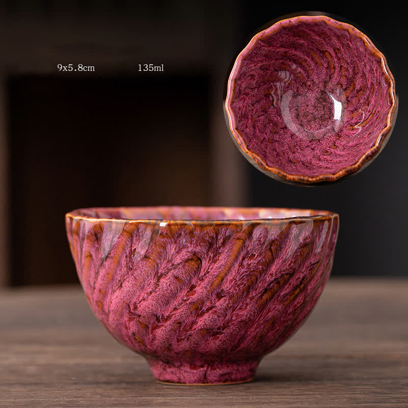 Peach Blossom Ceramic Teacup Beautiful Floral Tea Cup