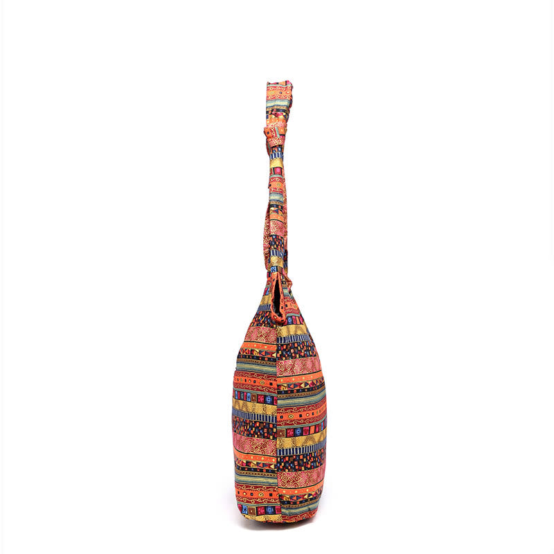 Cotton Stripes Crossbody Bag with Adjustable Strap