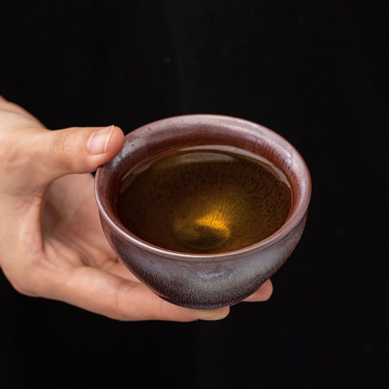 Chinese Pink Gold Jianzhan Porcelain Tea Cup 135ml