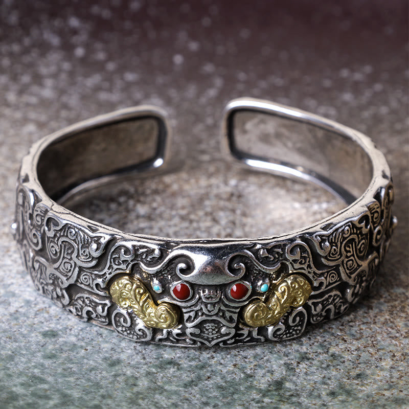 Silver-Plated Copper Pixiu Blessing Bracelet | Prosperity & Luck