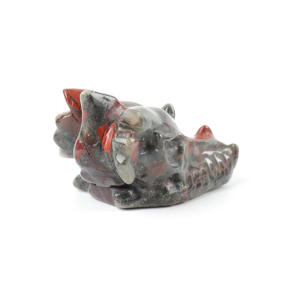 African Blood Stone Dragon Head Carving for Spiritual Healing