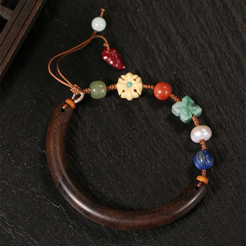 Bracelet Équilibre et Chance en Bois d'Agar avec Lazurite et Jade Hetian