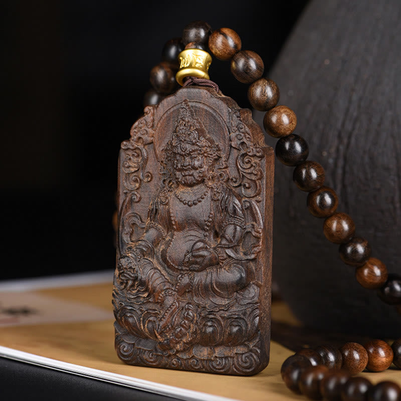 Collier en bois d'agar avec perles d'Avalokitesvara pour la force et la chance