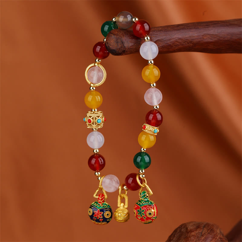 Bracelet Succès en Agate avec Pouvoir Bête Avalante en Or 8 mm