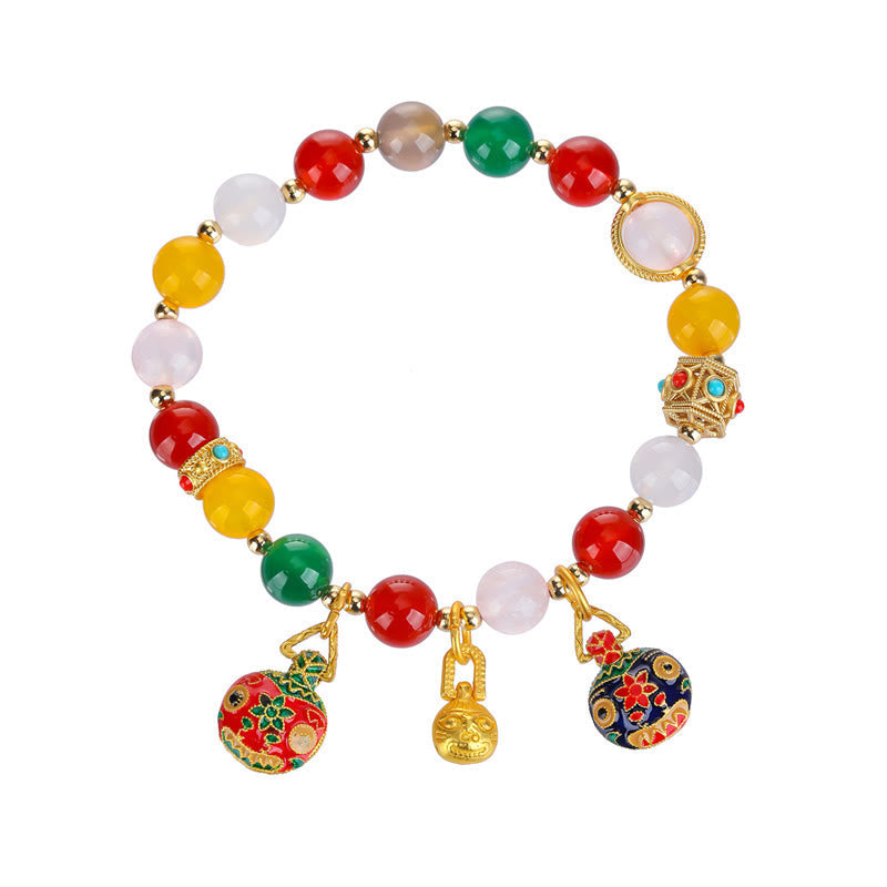Bracelet Succès en Agate avec Pouvoir Bête Avalante en Or 8 mm