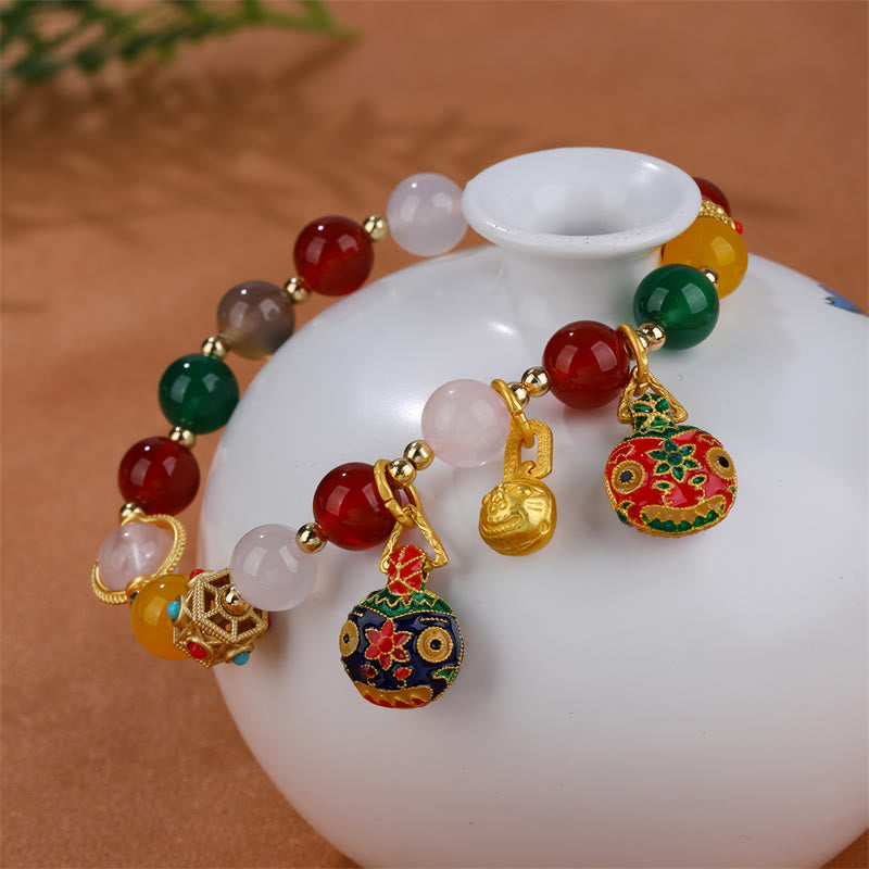 Bracelet Succès en Agate avec Pouvoir Bête Avalante en Or 8 mm