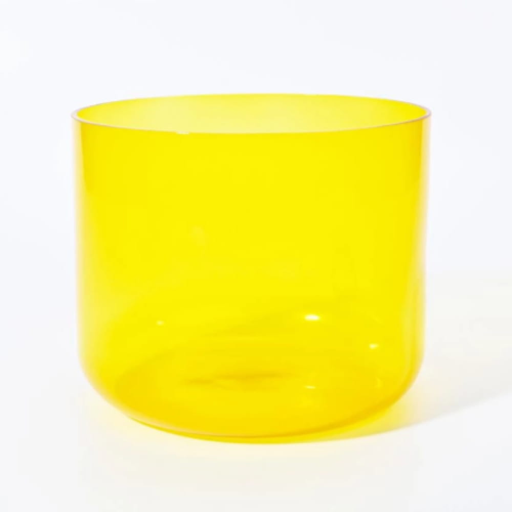 Yellow translucent crystal singing bowl from Alchemy Clear Red E Note collection