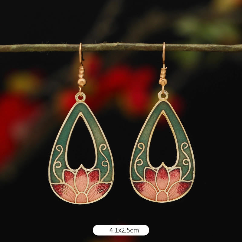 Boucles d'oreilles pendantes en alliage de cuivre et papillon lotus pour l'éveil spirituel