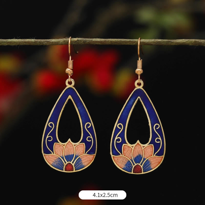 Boucles d'oreilles pendantes en alliage de cuivre et papillon lotus pour l'éveil spirituel