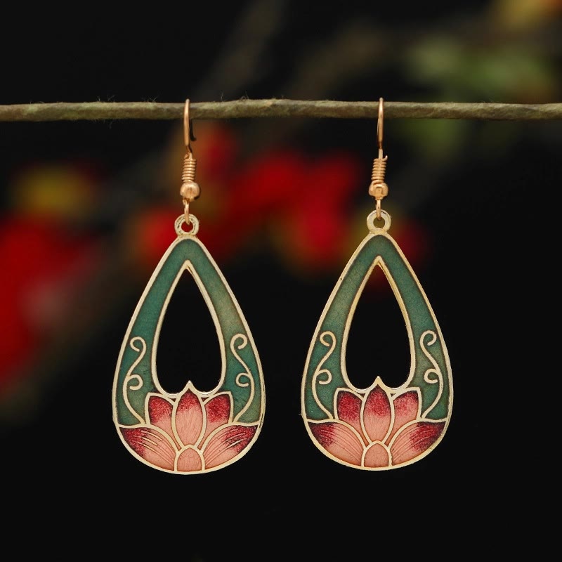 Boucles d'oreilles pendantes en alliage de cuivre et papillon lotus pour l'éveil spirituel