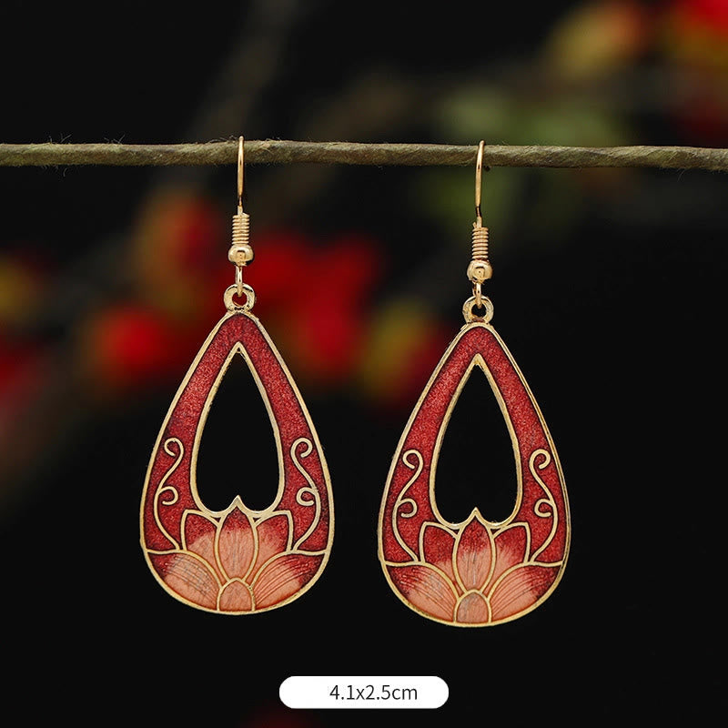 Boucles d'oreilles pendantes en alliage de cuivre et papillon lotus pour l'éveil spirituel