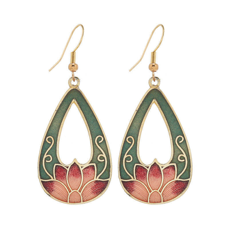 Boucles d'oreilles pendantes en alliage de cuivre et papillon lotus pour l'éveil spirituel