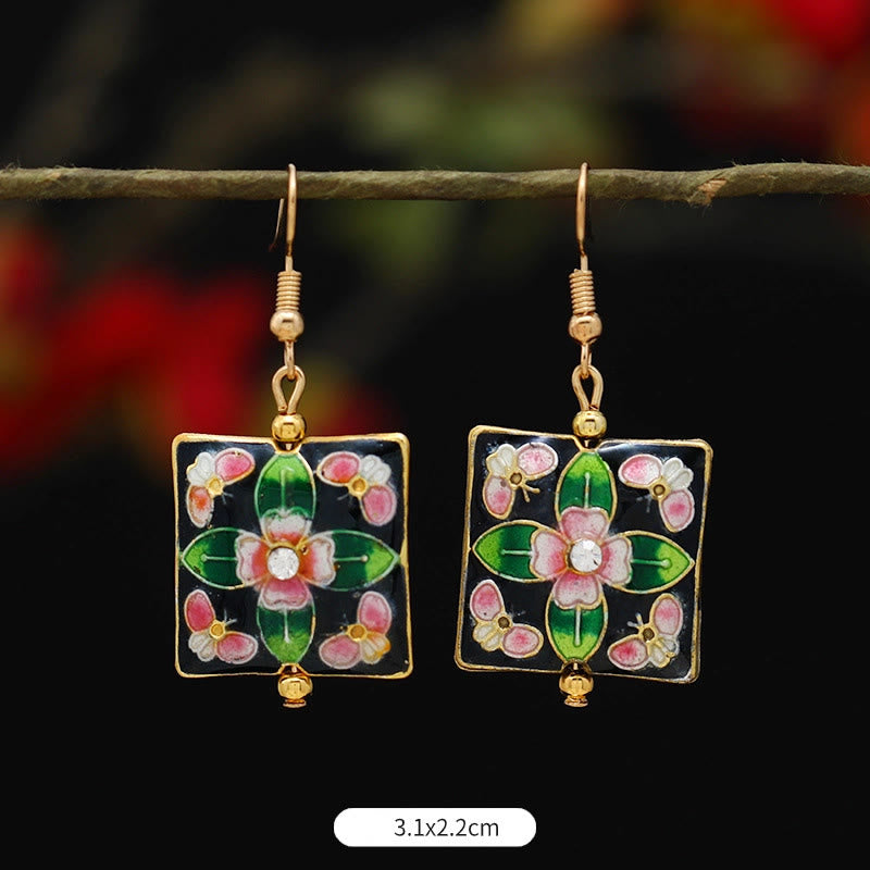 Boucles d'oreilles pendantes en alliage de cuivre et papillon lotus pour l'éveil spirituel
