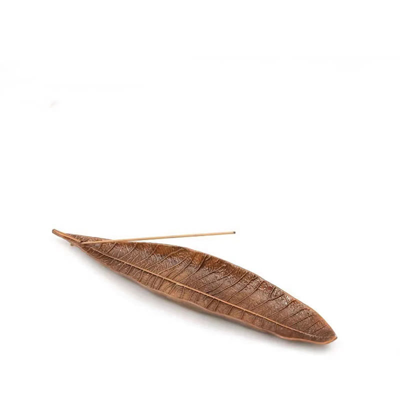 Brûle-encens en alliage avec motif de feuilles orientales pour la tranquillité