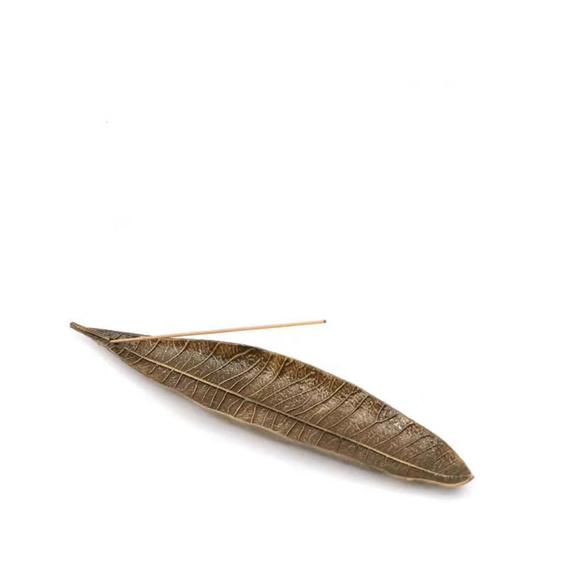 Brûle-encens en alliage avec motif de feuilles orientales pour la tranquillité