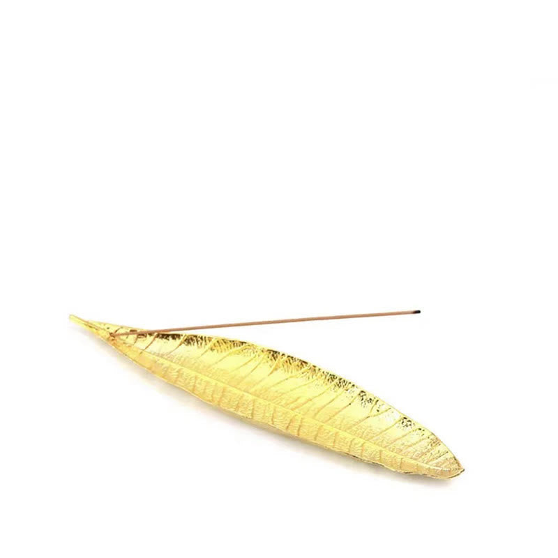 Brûle-encens en alliage avec motif de feuilles orientales pour la tranquillité