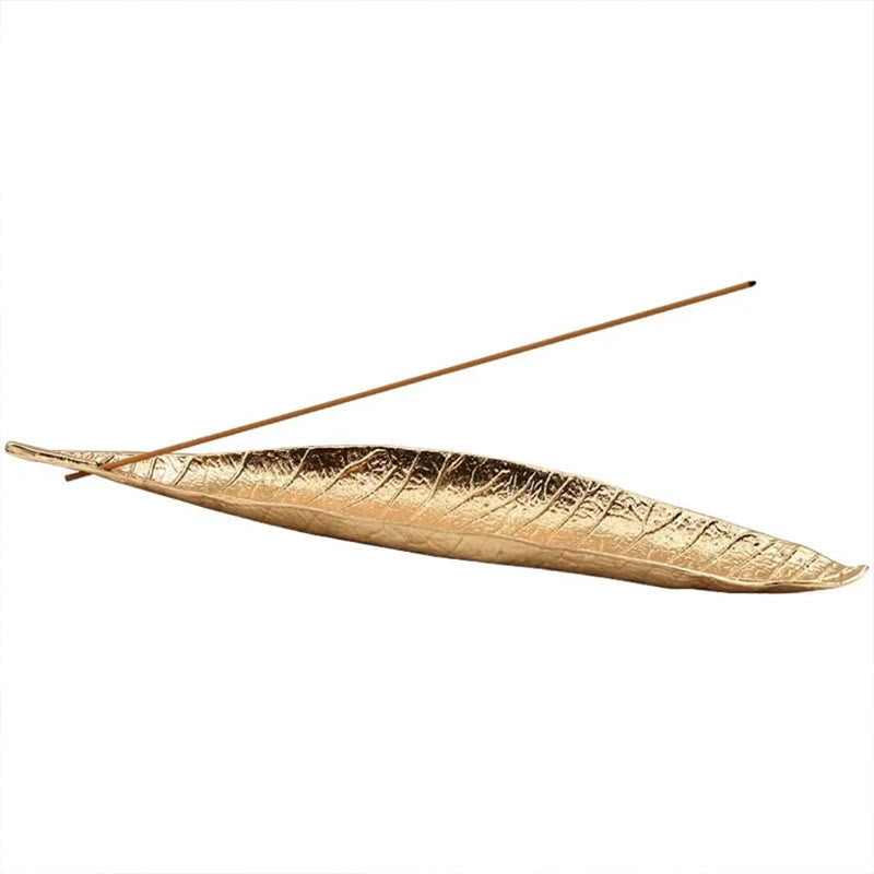 Brûle-encens en alliage avec motif de feuilles orientales pour la tranquillité