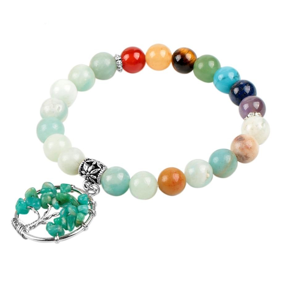Bracelet Chakra Amazonite avec breloque Arbre de Vie