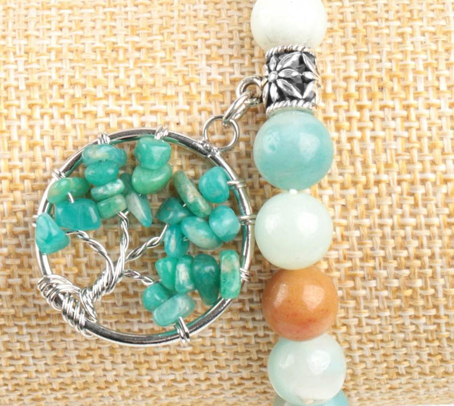 Bracelet Chakra Amazonite avec breloque Arbre de Vie